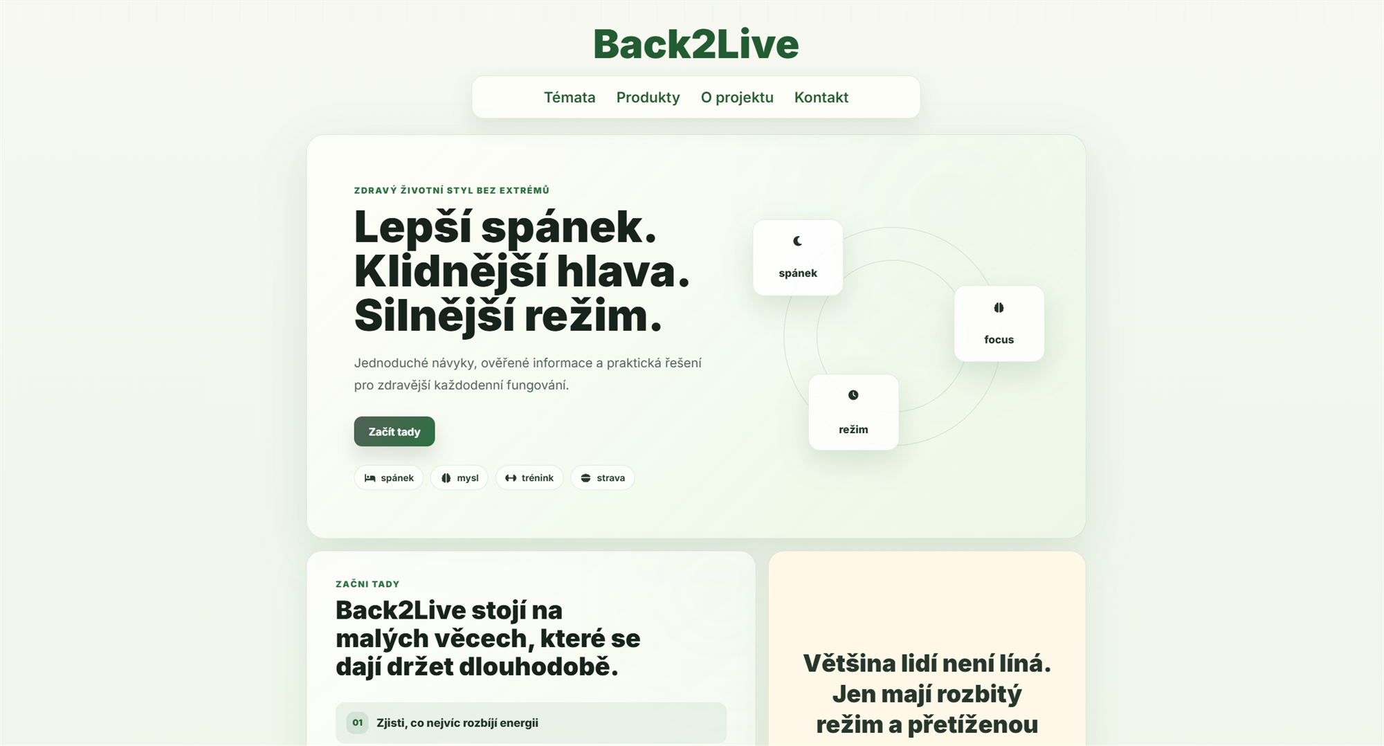 Náhled webu Back2Live